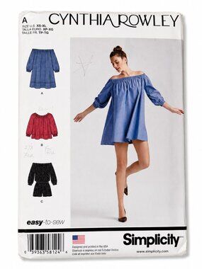 Simplicity 8124 Cynthia Rowley Romper Mini Dress Top Pattern Uncut XS-XL